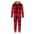 thumbnail image 1 of Family Christmas Pajamas Matching Set Trendy Plaid Print Xmas Holiday Zip Up Pjs Hooded Women Men Kid Baby Sleepwear,Red 1,Mom:2XL, 1 of 4