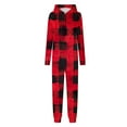 thumbnail image 1 of Family Christmas Pajamas Matching Set Trendy Plaid Print Xmas Holiday Zip Up Pjs Hooded Women Men Kid Baby Sleepwear,Red 2,Dad:L, 1 of 4