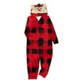 thumbnail image 1 of Family Christmas Pajamas Matching Set Trendy Plaid Print Xmas Holiday Zip Up Pjs Hooded Women Men Kid Baby Sleepwear,Red 4,Kid:7 Years, 1 of 4