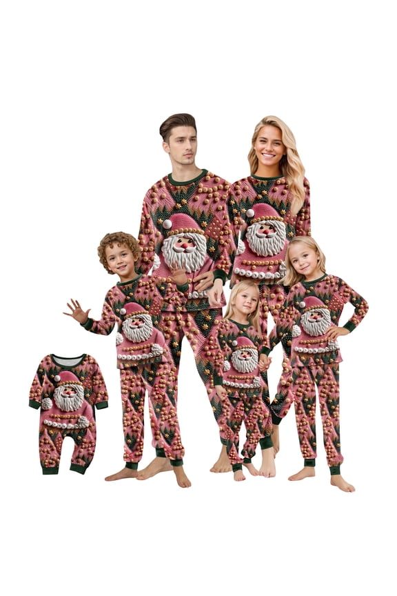 Family Christmas Pajamas Matching Set Ugly Christmas Sweater Crewneck Long Sleeve Knitted Santa Clause Sweater for Women Man Couples Flannel