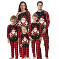 thumbnail image 1 of Family Christmas Pajamas Matching Sets Casual Graphic Santa Printed Plaid Long Sleeve and Pants Outfits Cozy PJ Loungewear Kids Black 5Y, 1 of 5
