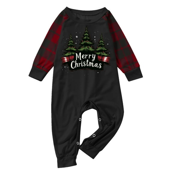 Family Christmas Pajamas Matching Sets Casual Graphic Xmas Tree Letter Printed Plaid Long Sleeve and Pants Outfits Cozy Neck PJ Loungewear Baby Red 0-3 Months