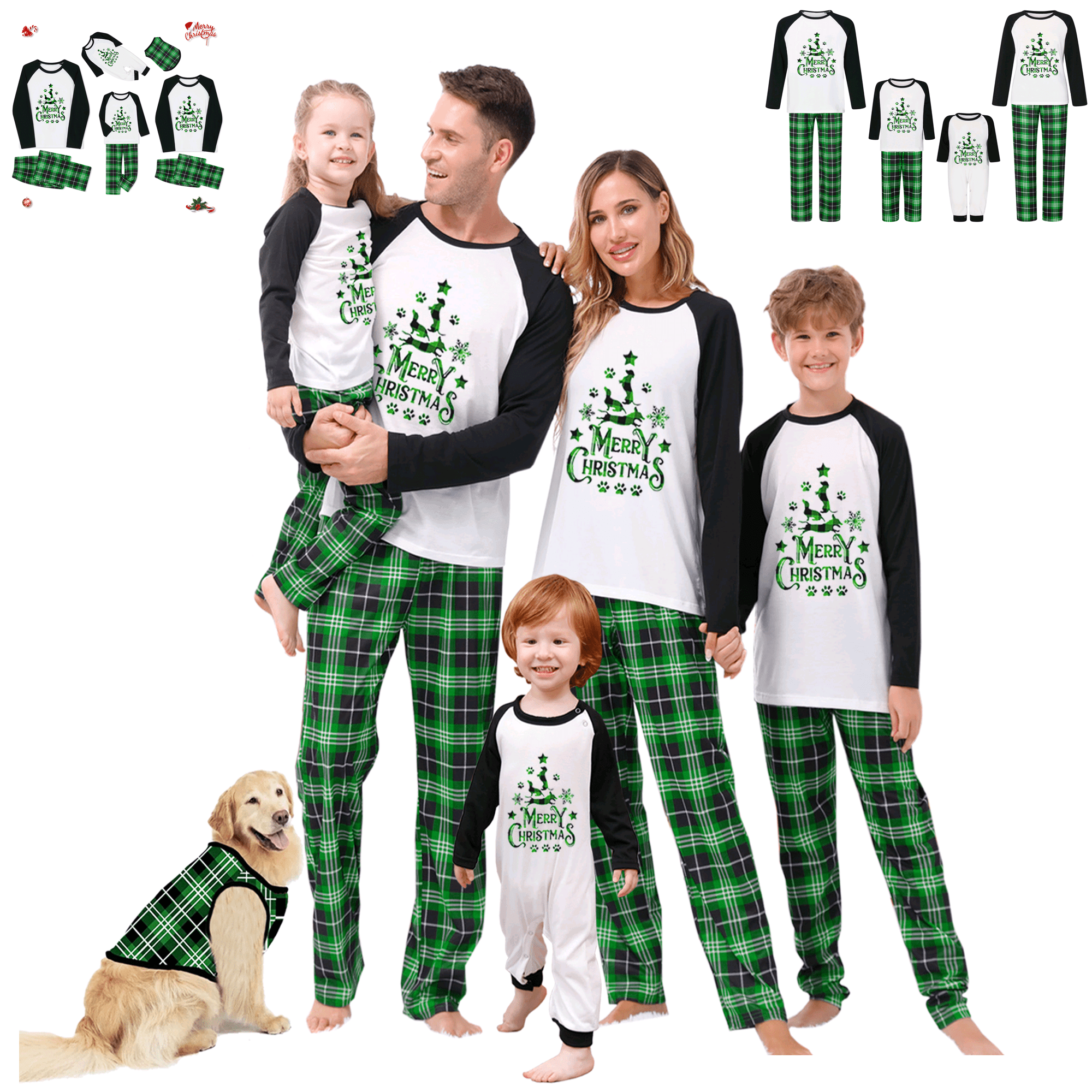 Family Christmas Pajamas Matching Sets Christmas PJs Dog Printed Top