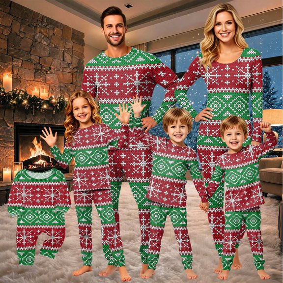 Family Christmas Pajamas Matching Sets Christmas Tree Print Plaid Christmas Family Matching Outfits for Holiday Pjs