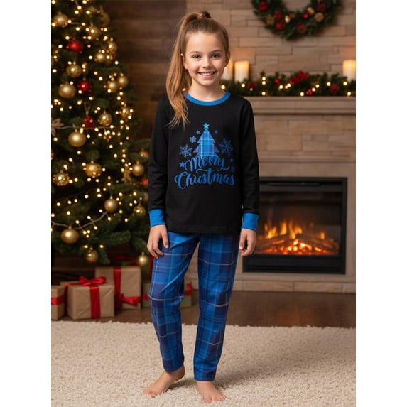 Family Christmas Pajamas Matching Sets Christmas Tree Print Plaid Christmas Family Matching Outfits