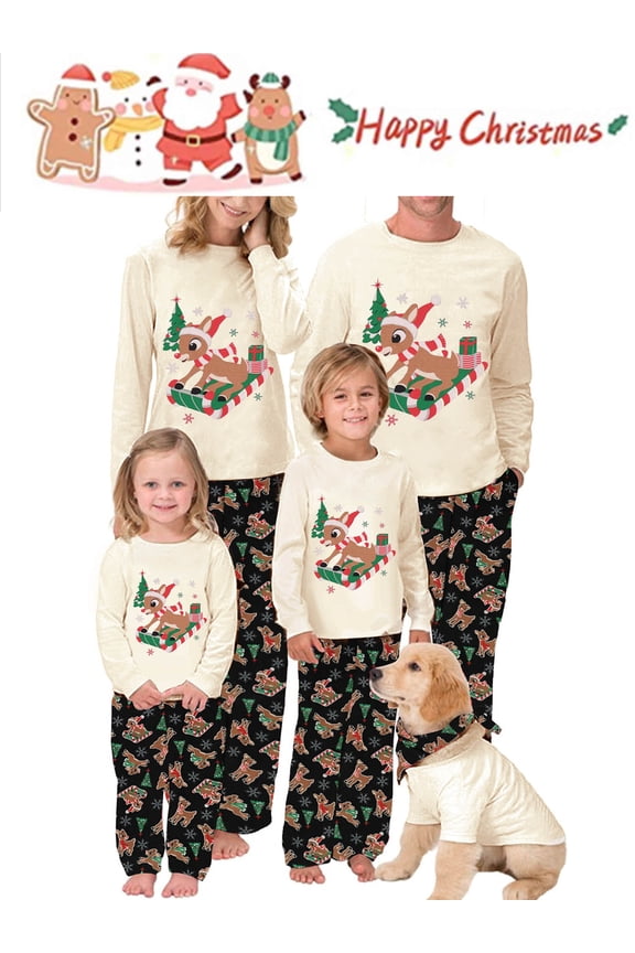 Family Christmas Pajamas Matching Sets Cute Christmas Elk Sleepwear Holiday PJS Sleepwear for Family Couples Kids Baby
