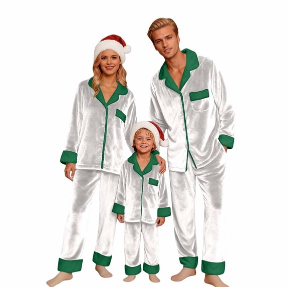 Family Christmas Pajamas Matching Sets Christmas Pjs Long Sleeve Button down Sleepwaear Holiday Top and Pajamas Pants Christmas Family Pajamas Set