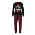 thumbnail image 1 of Family Christmas Pajamas Matching Sets Graphic Alphabet Letter Printed Crewneck Long Sleeve Shirts with Plaid Pants Outfits Black Women XL, 1 of 2