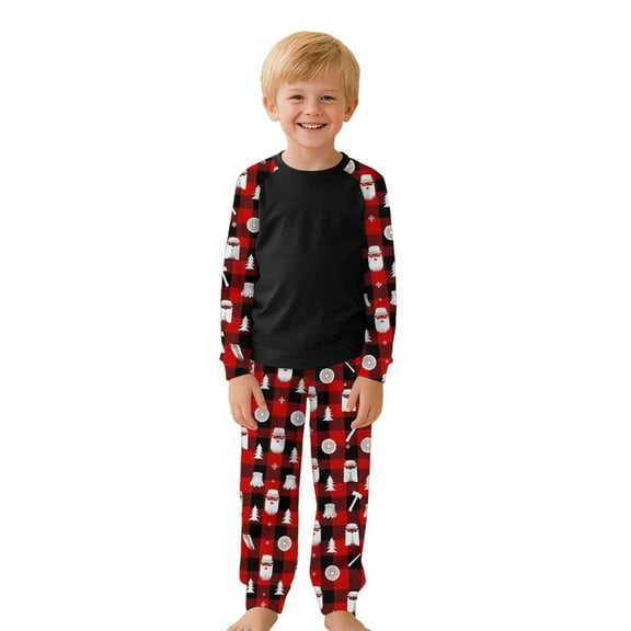 Family Christmas Pajamas Matching Sets - Long Sleeve 2 Piece Christmas Holiday Pjs Pant Set Party Outfits for Family (8-10 Years, Kids|Black #B)