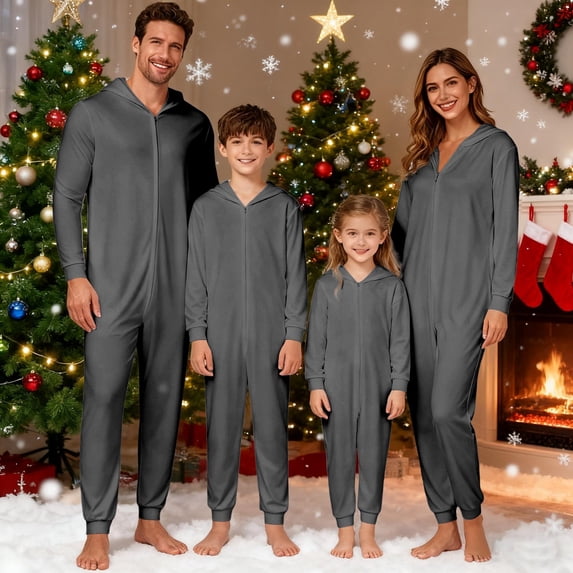 Family Christmas Pajamas Matching Sets Long Sleeve Zip up Holiday Nightwear Christmas Family Matching Pajamas Set