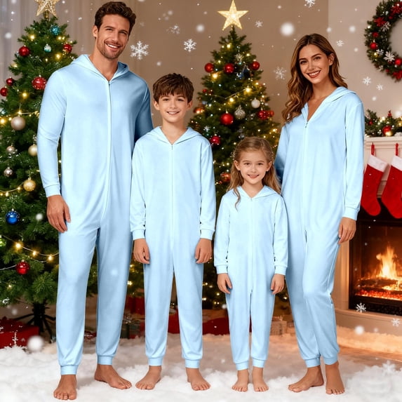 Family Christmas Pajamas Matching Sets Long Sleeve Zip up Holiday Nightwear Christmas Pajama Set Family