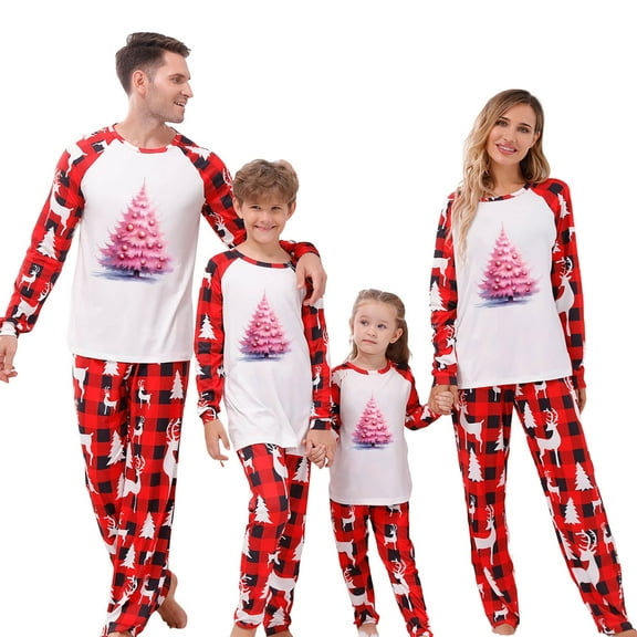 Family Christmas Pajamas Matching Sets Long Sleeves Holiday Sleepwear Cute PJs Xmas Jammies Loungewear for Women, M