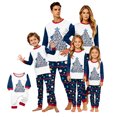 thumbnail image 1 of Family Christmas Pajamas Matching Sets, Merry Christmas Tree Text Print Raglan Tops with Polka Dot Wavy Pants, Long-Sleeve Loungewear Sleepwear for Couples, Women, Men, Kids and Baby, 1 of 6