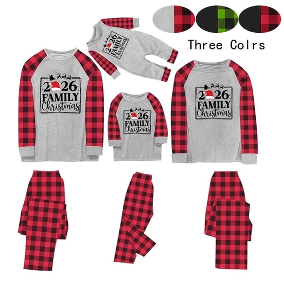 Family Christmas Pajamas Matching Sets Plaid Print Xmas Pjs 2025 Holiday Sleepwear Loungewear