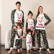 DAXIN Family Christmas Pajamas Matching Sets, Round Neck Long Sleeve Elk Print Jumpsuit Sleepwear (Baby) 12-18M