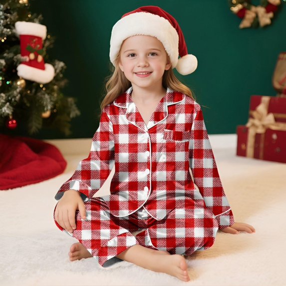 Family Christmas Pajamas Matching Sets Silk Casual Matching Set for Family