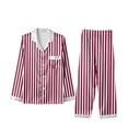 thumbnail image 1 of Family Christmas Pajamas Matching Sets Silk Stain Shirt and Pant Striped Festival Long Sleeve Button Down Lapel Collar Pj Set Long Pants Holiday 2 Piece Loungewear, 1 of 5