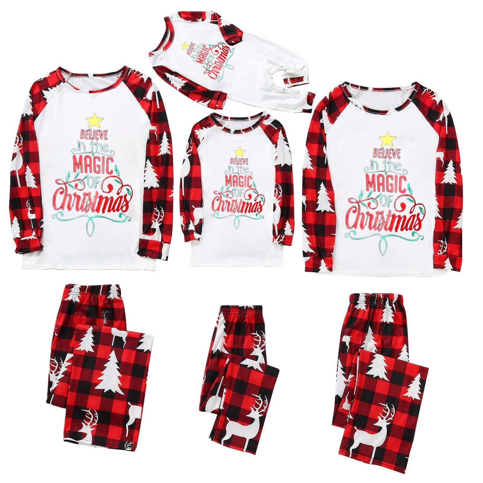 Family Christmas Pajamas Matching Sets Christmas Tree Light Print Light