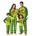 thumbnail image 1 of Family Christmas Pajamas Matching Sets, Xmas Pattern Green Raglan Tops Plaid Pants, Christmas Pjs Cotton Pajamas for Women, 1 of 5