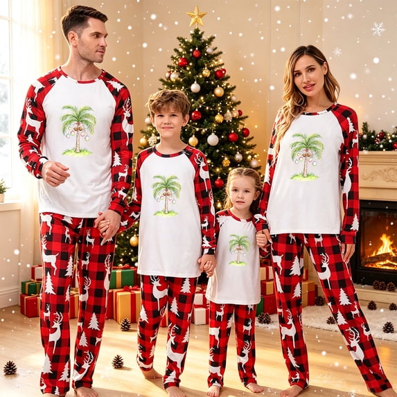 Family Christmas Pajamas Matching Sets Xmas Pjs Matching Christmas Pajamas for Family Cute Holiday Sleepwear Outfits Loungewear for Women Men Adults Couples