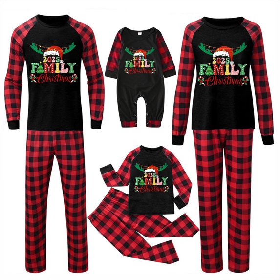 Family Christmas Pajamas Matching Sets, Xmas Pjs Sets Holiday Sleepwear Matching Pajamas Long Sleeve Nightwear Set