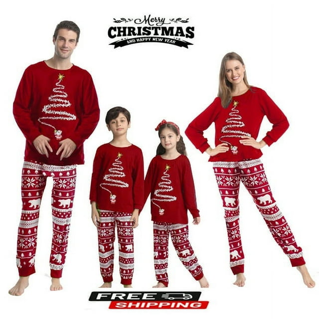 Family Christmas Pajamas Matching Sets, Xmas Tree Santa Claus Print