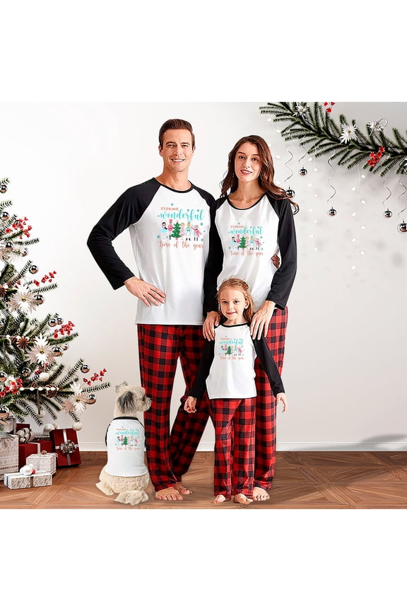 Family Christmas Pajamas - Nutcracker Design with Black Sleeves and Red Plaid Pants, Full Sizes
