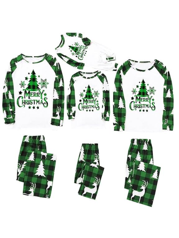Family Christmas Pajamas Set, Christmas TreeLetter Print Holiday PJs Sleepwear Loungewear for Men/Women/Kids/Baby/Dog