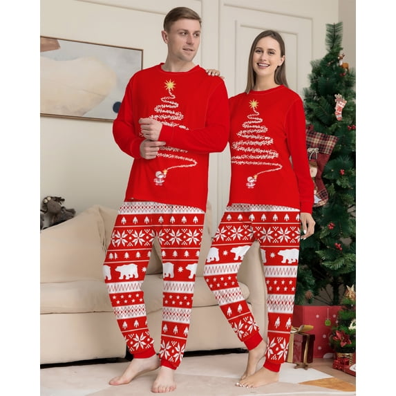 Family Christmas Pajamas, Syphorium 1PC Mens Christmas Pajama Set Long Sleeve Top and Pant Matching Family Christmas Pajamas Set