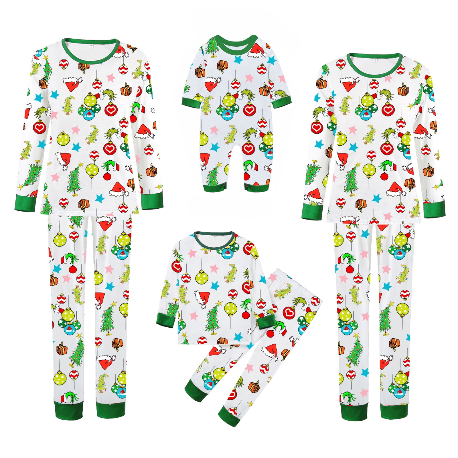 Family Christmas Pjs Matching Sets 2023, Cartoon Print Top and Pants