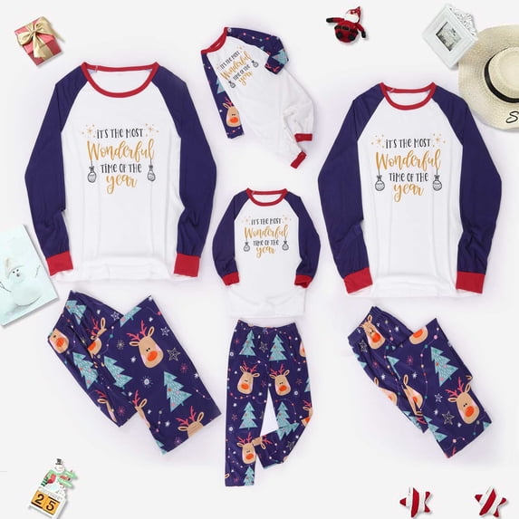 Family Christmas Pjs Matching Sets Christmas Family Pajamas Matching Sets Xmas Holiday Sleepwear Jammies Long Sleeve PJs IT,s themost wonderful time of the year