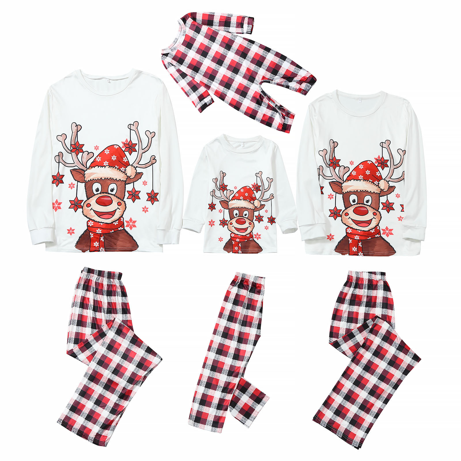 Tebbis Pijama Familiar Natalino - Conjunto Xadrez Com Rena Tamanho 5T