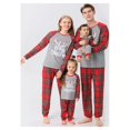 thumbnail image 1 of Family Christmas Pjs Matching Sets, Plaid Letter Print Long Sleeve Pullover+ Long Pants Matching Holiday Pajamas, 1 of 6