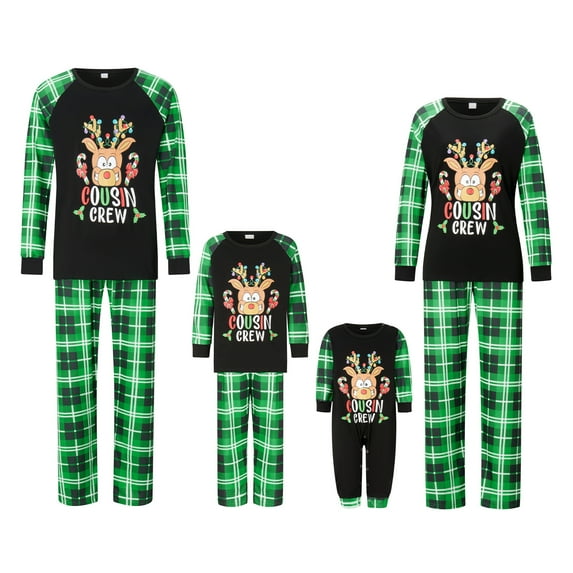 Family Christmas Pjs Matching Sets Plaid Pajamas Long Sleeve Holiday Sleepwear Set for Adults Kids