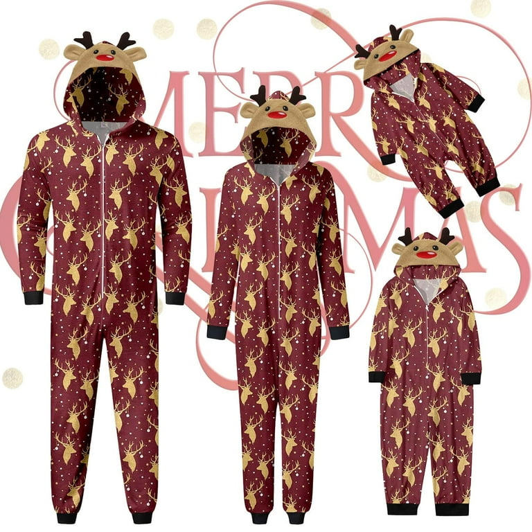 Family Christmas Pjs Matching Sets Reindeer Onesie Pajamas for Family Walmart