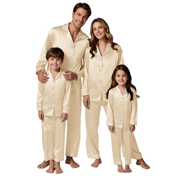 Family Christmas Pjs Matching Sets Satin Christmas Pajamas Holiday Long Sleeve Button down Sleepwear Matching Christmas Pjs Christmas Pajamas for Men