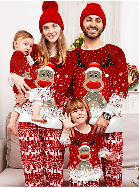 Family Christmas Pjs Matching Sets Women Men Xmas Matching Pajamas for Adults Kids Holiday Xmas Sleepwear Set