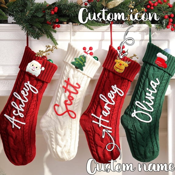 Family Christmas Stockings, Personalized Stocking with Name, Monogram Holiday Decor Custom Xmas Tree, Holiday Stockings Gift,Xmas Stocking Gift