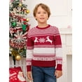thumbnail image 1 of Family Christmas Sweater, Crew Neck Reindeer Snowflakes Knitted Pullover for Kids, Red, Size 150, 1 of 5