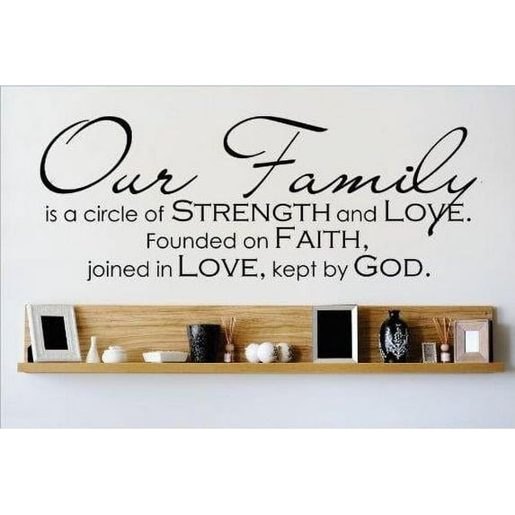 Family Family is Circle of Love Lovely Family Wall Decal Decoration Our Family is Circle of Strenght Quote Lettering Lasts Years and Easily Removable - Size: 9 In(W) x 30 In(H)