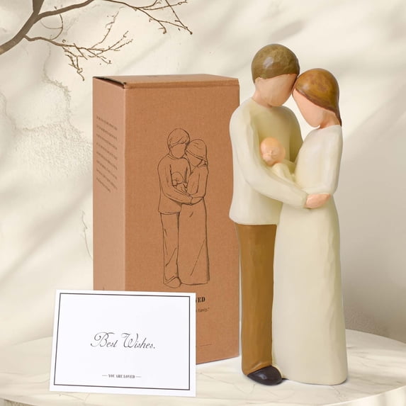 Hand-Painted Family Figurine - Newborn Keepsake Gift for Christmas, Mother's Day, Father's Day Home Decor