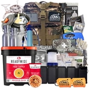 Family Comfort 72 Emergency Survival Kit/Backpack   72 Hour for 2 People   Disaster Preparedness   Delicious ReadyWise Food, Gear, Lighting, First Aid, Tools & More - Camo