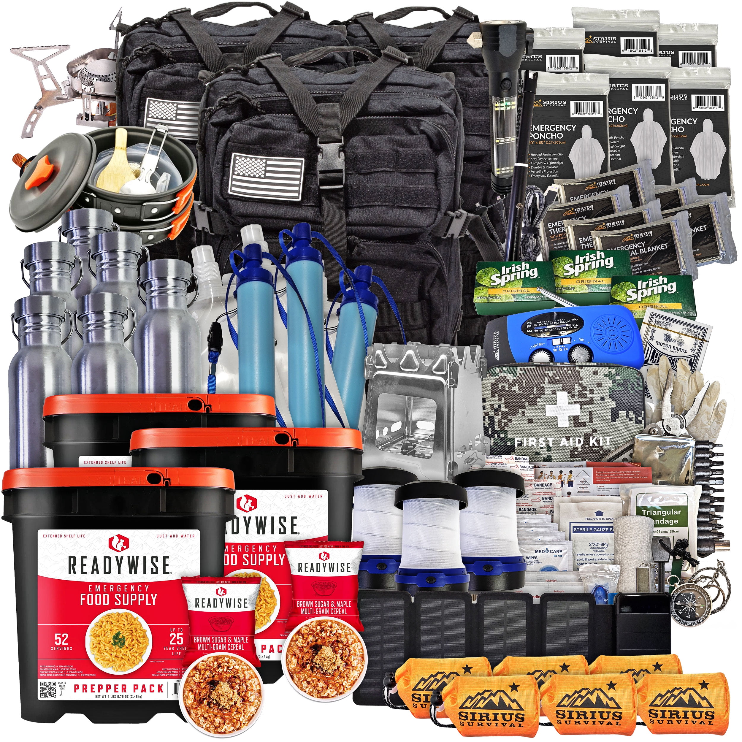 Family Comfort 72 Emergency Survival Kit/Backpack – 72 Hour for 6 People – Disaster Preparedness – Delicious ReadyWise Food, Gear, Lighting, First Aid, Tools & More - Black