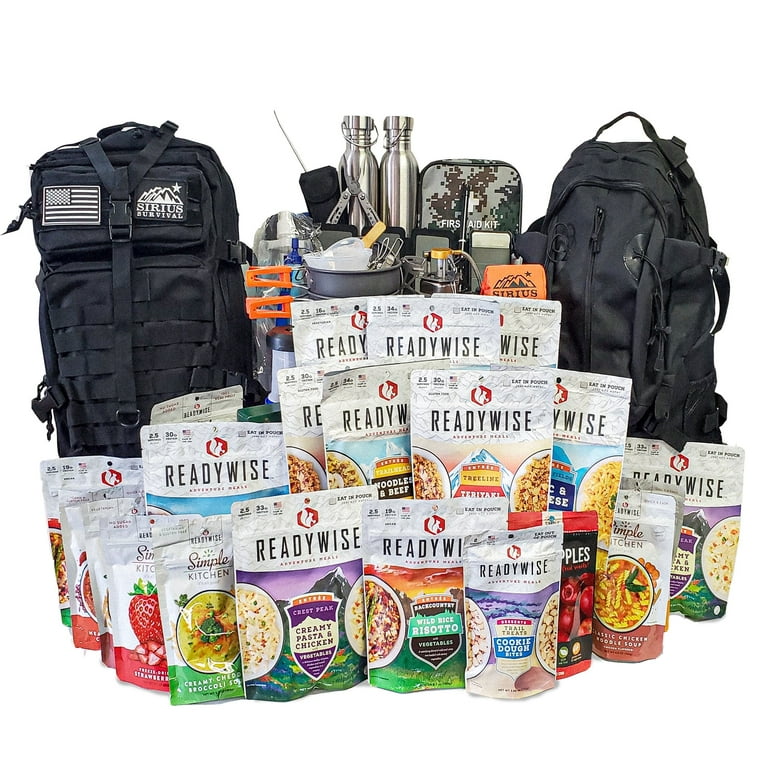 Family Comfort 72 Emergency Survival Kit/Backpack – 72 Hour for 2 People –  Disaster Preparedness – Delicious ReadyWise Food, Gear, Lighting, First  Aid, Tools & More - Black 
