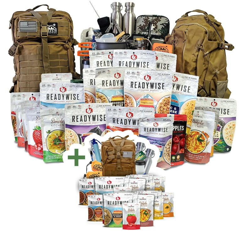 Family Comfort 72 Emergency Survival Kit Backpack 72 Hour for 4 People Disaster Preparedness Delicious ReadyWise Food Gear Lighting First Aid Tools More Tan Walmart