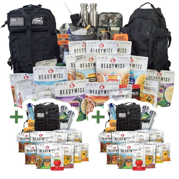 Family Comfort 72 Emergency Survival Kit/Backpack – 72 Hour for 6 People – Disaster Preparedness – Delicious ReadyWise Food, Gear, Lighting, First Aid, Tools & More - Black