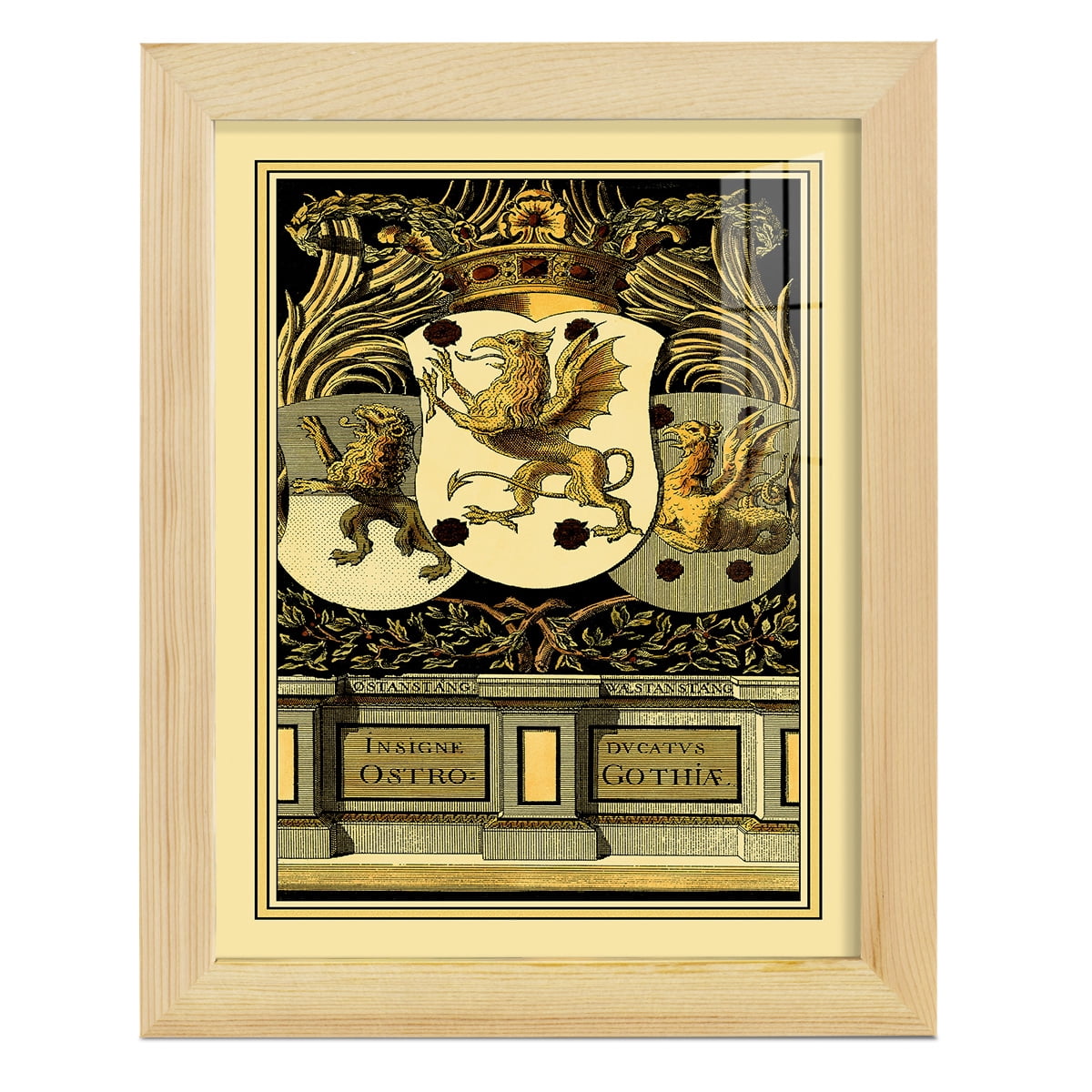 Family Crest II -Framed Print w/glass-Natural Wood