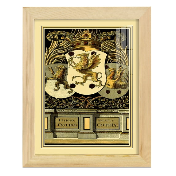 Family Crest II -Framed Print w/glass-Natural Wood