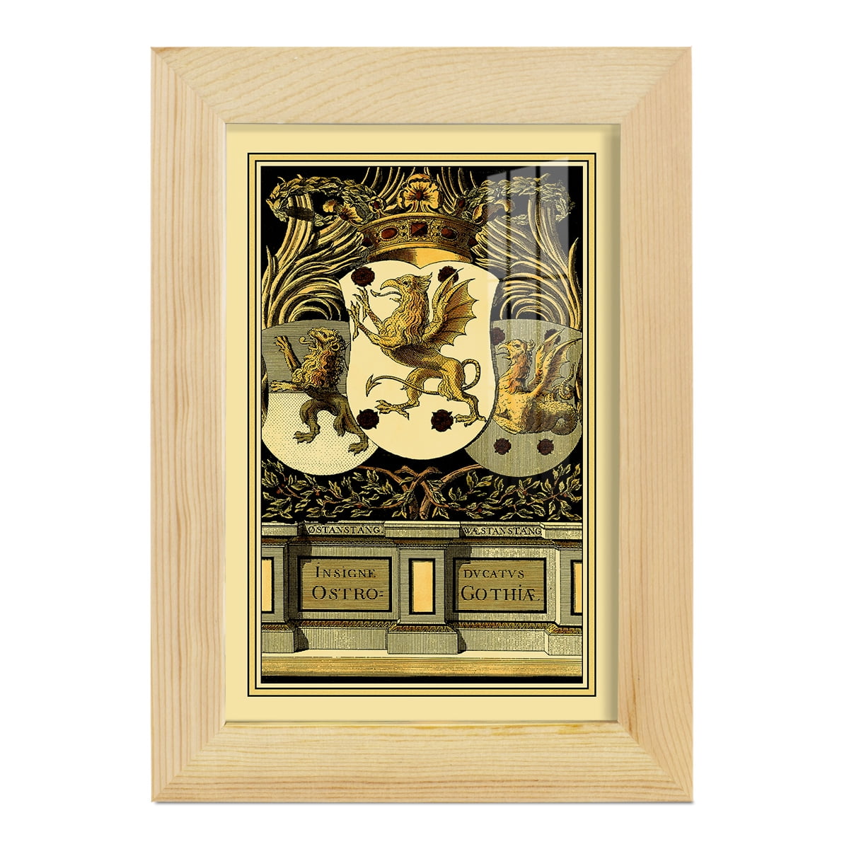 Family Crest II -Framed Print w/glass-Natural Wood