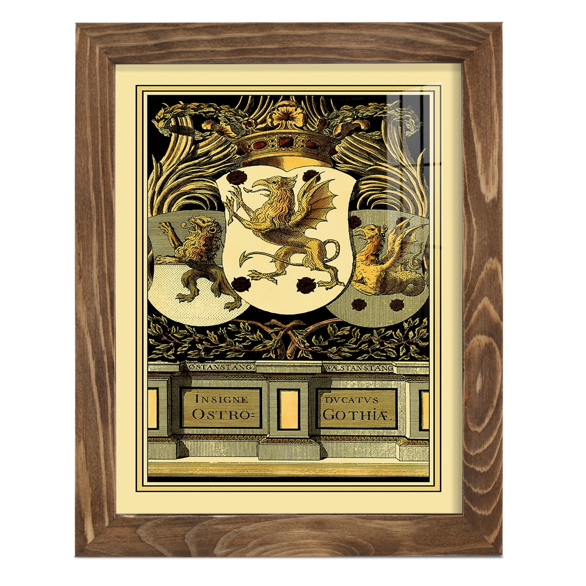 Family Crest II -Framed Print w/glass-Walnut